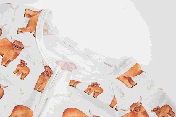 Organic Bamboo Baby Romper with Highland Cows Print